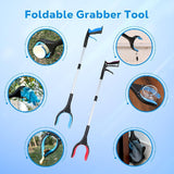 32" Foldable Grabber Reacher Tool for Elderly with 360° Magnetic Swivel Clip