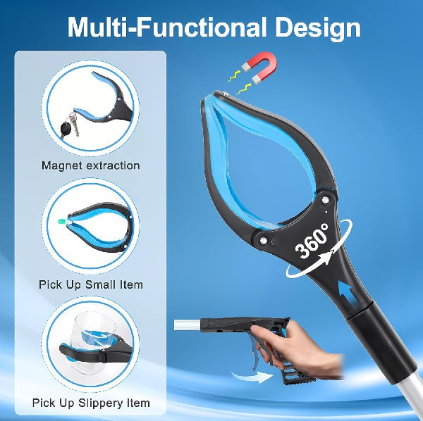 32" Foldable Grabber Reacher Tool for Elderly with 360° Magnetic Swivel Clip